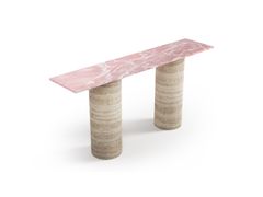 Consolle rettangolare con piano in onice rosa&nbsp;OMBRURE - STONE VALLEY