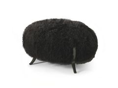 Pouf in pelliccia&nbsp;BAGUE MONGOLIA BLACK - BLU DIPINTO DI BLU