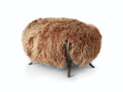 Pouf ovale in pelliccia&nbsp;BAGUE MONGOLIA BROWN - BLU DIPINTO DI BLU