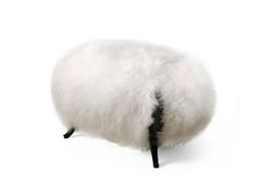 Pouf in pelliccia&nbsp;BAGUE MONGOLIA WHITE - BLU DIPINTO DI BLU