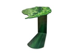 Tavolino di servizio in metallo&nbsp;LEAF DECORATO - BLU DIPINTO DI BLU
