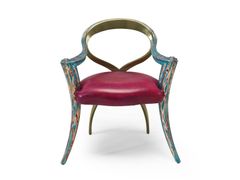 Sedia con seduta imbottita in pelle e struttura in legno&nbsp;OPUS FUTURA SIRENA - BLU DIPINTO DI BLU