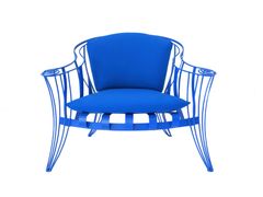 Poltrona in tessuto con braccioli e struttura in ferro&nbsp;OPUS GARDEN LACCATA - BLU DIPINTO DI BLU