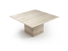 Tavolo quadrato in travertino classico&nbsp;CARRERA - STONE VALLEY