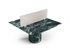 Scrivania in marmo Verde Alpi con pannelli divisori&nbsp;ESCALERION - STONE VALLEY