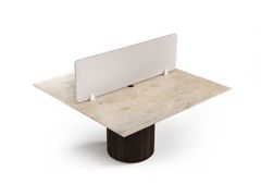 Scrivania con piano in marmo Crema e pannelli divisori&nbsp;ESCALERION - STONE VALLEY