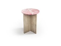 Tavolino rotondo di servizio con piano in onice rosa&nbsp;OCEL - STONE VALLEY