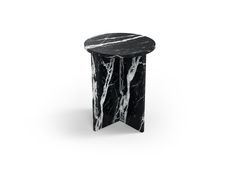 Tavolino di servizio rotondo in marmo Nero Marquina&nbsp;OCEL - STONE VALLEY