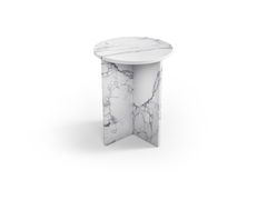 Tavolino rotondo di servizio in marmo Statuario MichelAngelo Carrara&nbsp;OCEL - STONE VALLEY