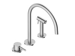 Miscelatore da cucina a 3 fori in acciaio inox con doccetta estraibile&nbsp;K-SPRAY 0250225X - SUPER INOX