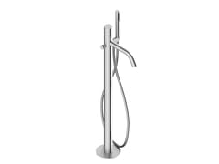 Miscelatore per vasca da terra in acciaio inox con doccetta&nbsp;MINI O-PLUS 0435124X - SUPER INOX