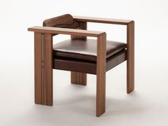 Poltrona con braccioli in legno e pelle&nbsp;ARTONA - TACCHINI ITALIA FORNITURE