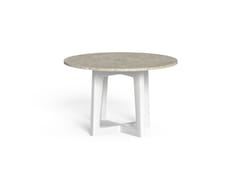 Tavolino da giardino rotondo in teak e gres&nbsp;EVER ALU - TALENTI