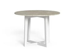 Tavolo da giardino rotondo in teak e gres&nbsp;EVER ALU - TALENTI