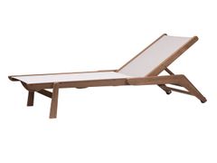 Lettino da giardino in teak e tessuto con ruote&nbsp;SOUTHAMPTON - TECTONA