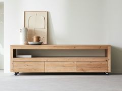 Mobile TV in rovere con ruote e cassetti&nbsp;ANOA - TICKET FOR THE MOON