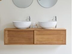 Mobile lavabo doppio sospeso in teak&nbsp;BASIC - TICKET FOR THE MOON