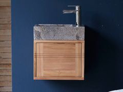 Mobile lavabo sospeso in teak con lavabo integrato&nbsp;BASIC - TICKET FOR THE MOON