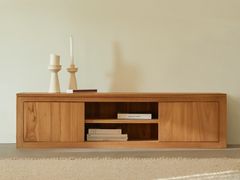 Mobile TV basso in teak con ante a battente&nbsp;BASIL - TICKET FOR THE MOON
