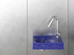 Lavabo da appoggio o sospeso in ceramica&nbsp;RITUEL BLU SCREZIATO - TRONE