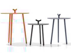 Tavolino rotondo basso in acciaio e legno&nbsp;FENDER - TRUE DESIGN