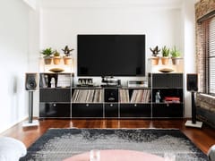 Mobile TV componibile in acciaio&nbsp;USM HALLER SOFT PANEL - DARK GREY - USM MODULAR FURNITURE