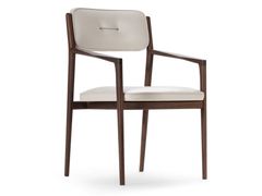 Sedia in pelle con braccioli e struttura in legno&nbsp;NADINE - ULIVI SALOTTI