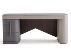 SCRIVANIA RETTANGOLARE IN NOCE E PELLE CON CASSETTI&nbsp;PARIS LUX - ULIVI SALOTTI