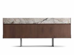 Madia in legno, marmo e cuoio&nbsp;ROCKY - ULIVI SALOTTI