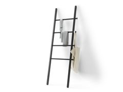 Porta asciugamani da terra in acciaio e legno&nbsp;LEANA - UMBRA