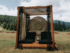 Letto da giardino in iroko a baldacchino&nbsp;CALYPSO - V & V MACRAME