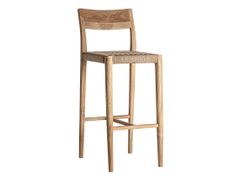 Sgabello da bar alto in teak con schienale&nbsp;CAEN - VICAL HOME
