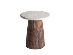 Tavolino rotondo di servizio in marmo e legno di recupero&nbsp;SKORUP - VICAL HOME
