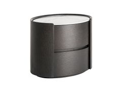 Comodino ovale in rovere con cassetti&nbsp;ZOFINGEN - VICAL HOME