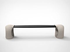 Panchina in pietra ricostruita e acciaio senza schienale&nbsp;RING - VISCIO URBAN DESIGN