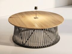 Tavolino rotondo in rovere e corda&nbsp;UD SERVE LARGE EICHE YWS 100 - WOOMEY & K