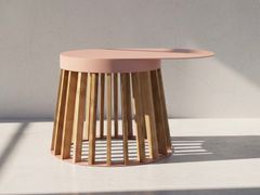 Tavolino ovale in alluminio e teak&nbsp;UD SERVE SMALL TEAK UDSS - WOOMEY & K