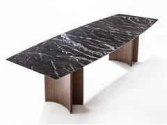 Tavolo rettangolare in marmo e base in noce canaletta ALAN | Tavolo rettangolare - PORADA