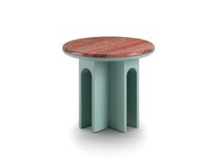 Tavolino rotondo con piano in marmo e base in legno&nbsp;ARCOLOR 50 - ARFLEX