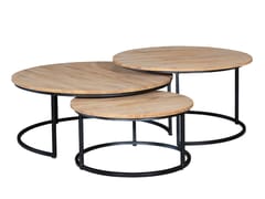 Set di 3 tavolini rotondi da giardino in teak LIGHT - CBDESIGN