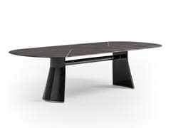 Tavolo ovale in legno laccato e marmo TALOS - CIAC-EXPORT