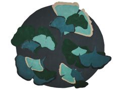 Tappeto a fiori fatto a mano rotondo&nbsp;GINKGO | Tappeto a fiori - TOULEMONDE BOCHART