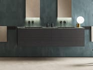 BLOCK H.48 by Moab - Mobile lavabo doppio in legno con cassetti