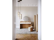 SUITE by Capital Collection - Pouf imbottito rotondo in pelle e tessuto - 3 SUITE by Capital Collection - Pouf imbottito rotondo in pelle e tessuto - 3