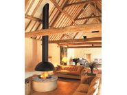 Caminetto aperto centrale rotante sospeso in acciaio MEZZOFOCUS By ...