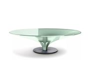 OVNI UP Low round glass and aluminium coffee table By Roche Bobois