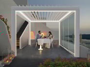 Pergola in alluminio a lamelle orientabili con illuminazione