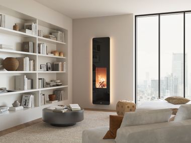 Fireplace with flame effect and integrated lighting 051 BLACK 051 element