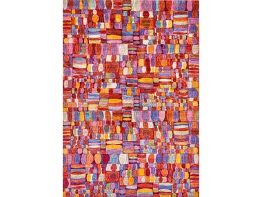 Rectangular wool rug QUILT CRAZY IN RED, PINK & ORANGE Zollanvari