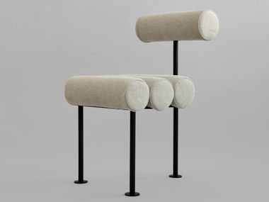 Silla con estructura de acero y tapizado de lino HIRO 101 Copenhagen